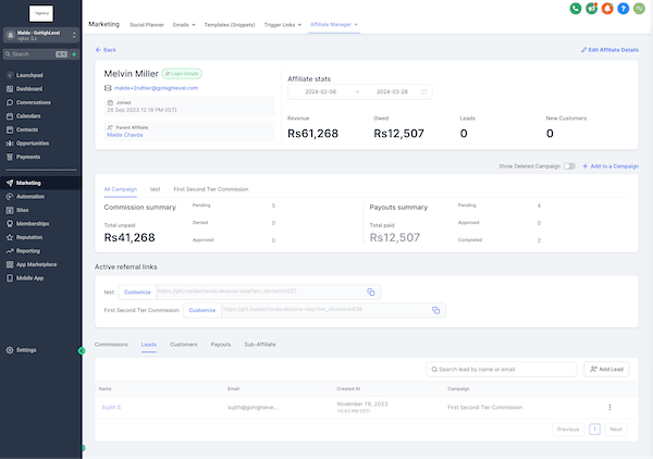 gohighlevel affiliate manager