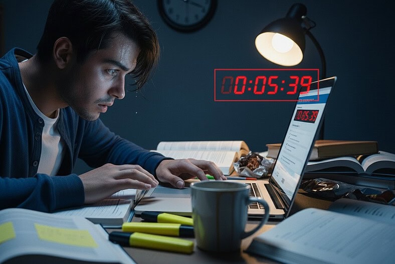 Marketer studying online for the GoHighLevel certification exam