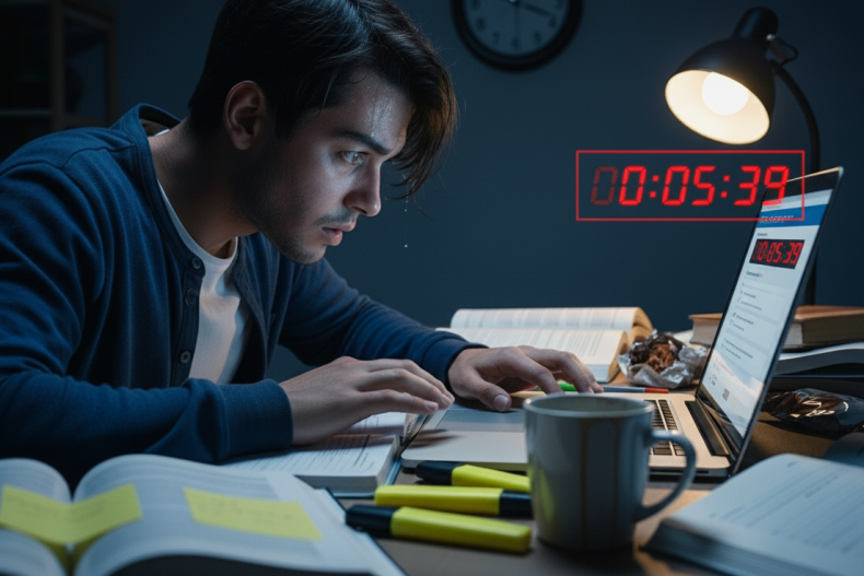 Marketer studying online for the GoHighLevel certification exam