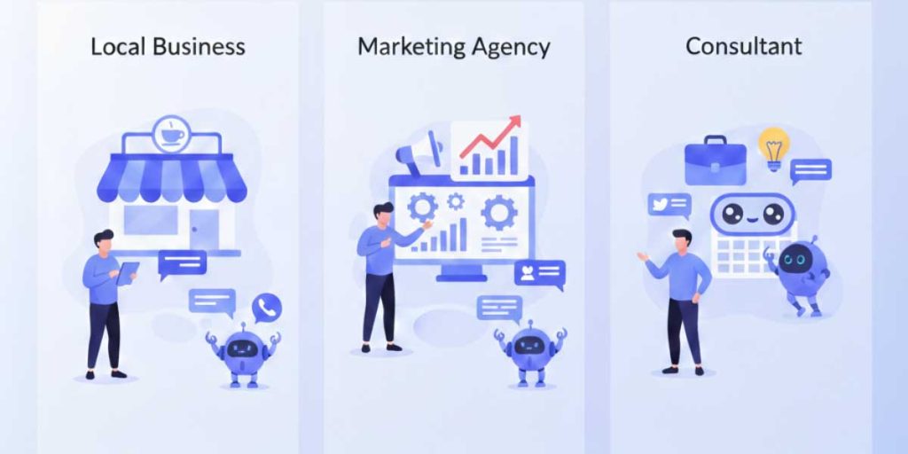 Small business team supported by AI automation in GoHighLevel