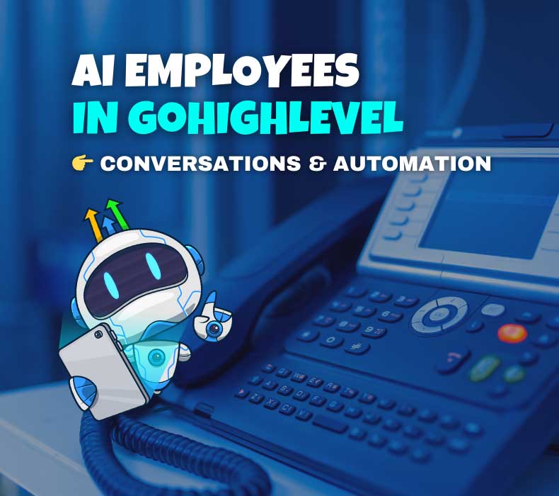 GoHighLevel AI employee role cards for chat, voice, and automation