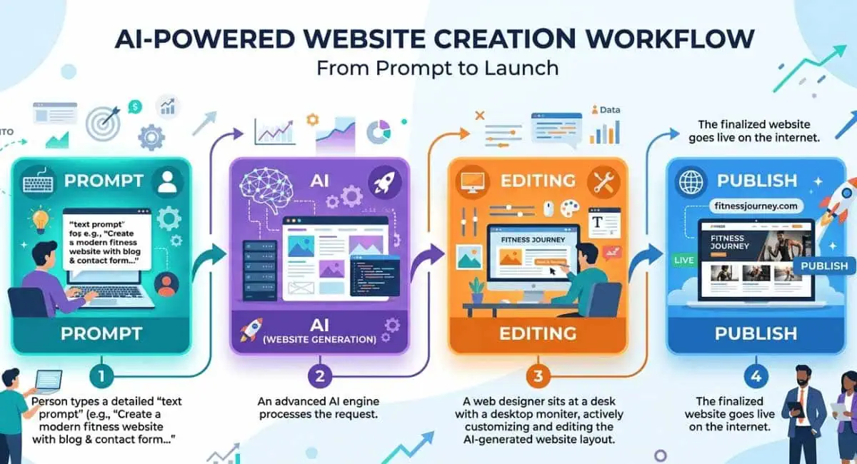 GoHighLevel AI Studio workflow from prompt to published website